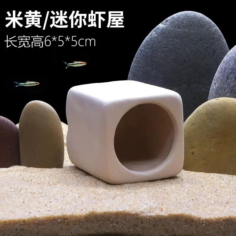 Clay Aquarium Decoration Ceramics Fish Tank Landscaping Shrimp Shelter Spawning Tank Breeding House Cave Pottery Pot Ornaments