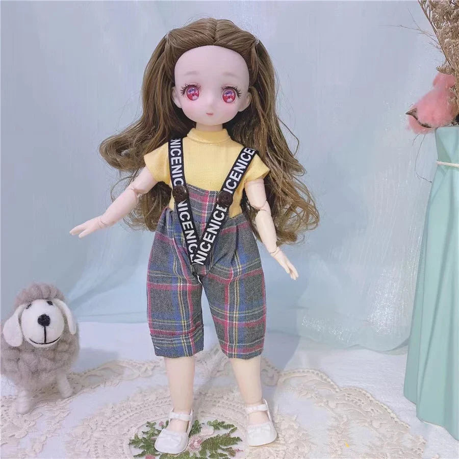 BJD Girl Dolls 30cm Kawaii 6 Points Joint Movable Dolls With Fashion Clothes Soft Hair Dress Up Girl Toys Birthday Gift Doll New