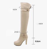 Sgesvier 2021 Black High Heels Over The Knee Boots Women Platform Thigh High Boots Autumn Winter Long Boots Shoes Sexy White