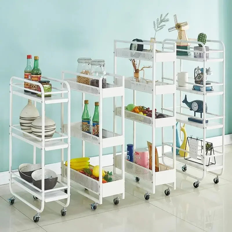 Shelf Kitchen Trolley Carbon Steel Cabinet Living Room Bathroom Storage Shelf Kitchen Islands Trolleys Utility Cart Rolling Ins