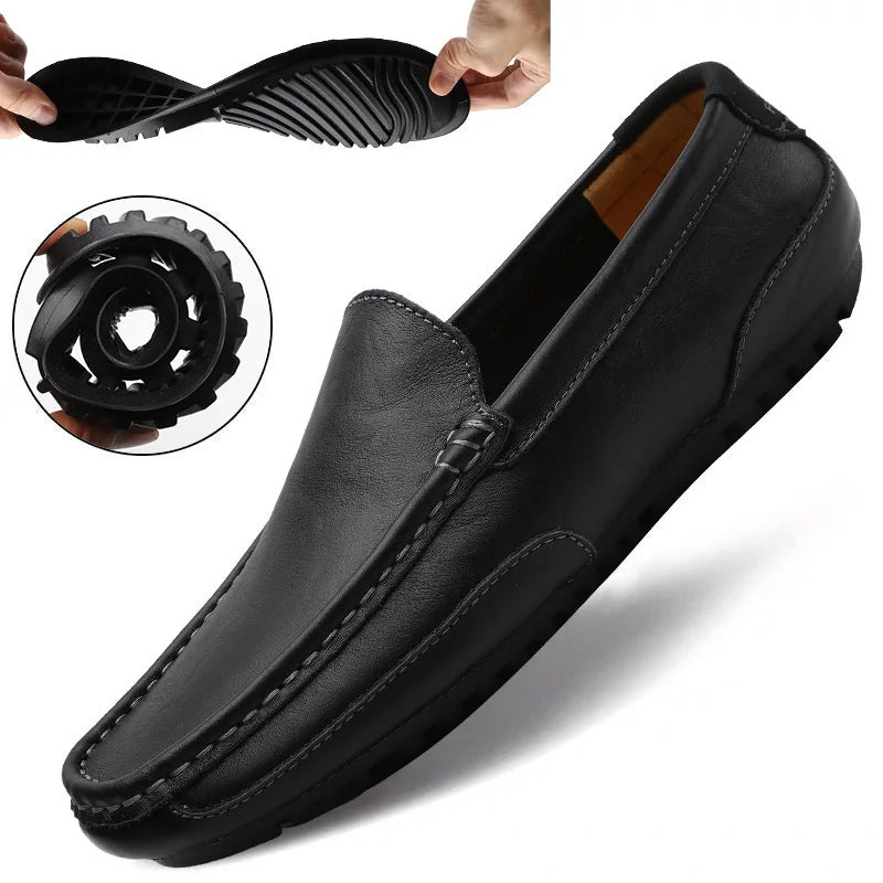 Shoes Leather Men Luxury Trendy Casual Slip on Formal Loafers Men Moccasins Italian Black Male Driving Shoes Sneakers Plus Size