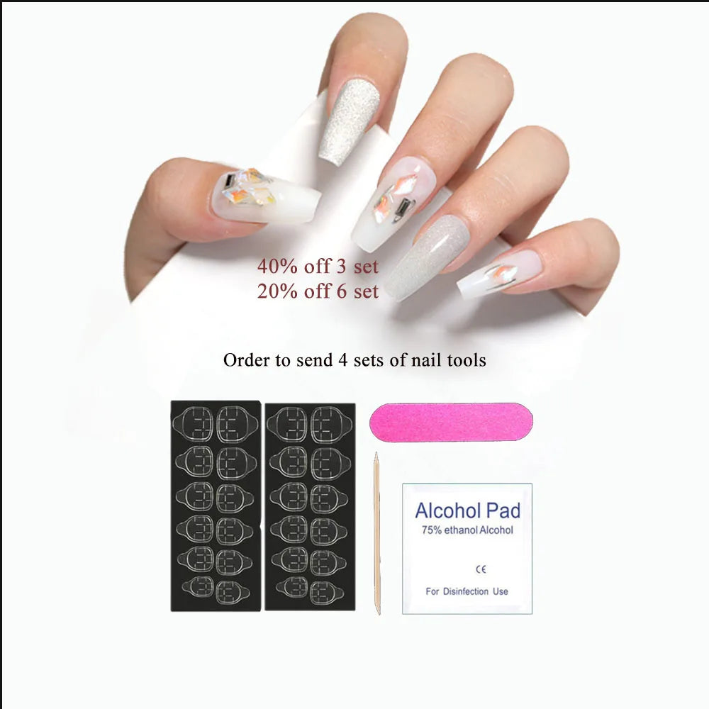 Short Nails Set Press On Handmade Professional Nails 3D Heart Designs Charms Artificial Nails For Teens Free Shipping Nail Art