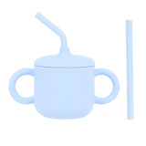 Silicone Baby Feeding Straw Cup Kids Learning Big Ears Feeding Bottle Anti-Hot Leakproof Silicone Tableware Toddler Water Bottle