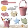 Silicone Beach Toys Set Kids Travel Friendly Beach Silicone Bucket Shovel Sand Molds Beach Bag Silicone Sand Toys for Toddlers