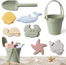 Silicone Beach Toys Set Kids Travel Friendly Beach Silicone Bucket Shovel Sand Molds Beach Bag Silicone Sand Toys for Toddlers