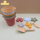 Silicone Beach Toys Set Kids Travel Friendly Beach Silicone Bucket Shovel Sand Molds Beach Bag Silicone Sand Toys for Toddlers