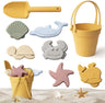 Silicone Beach Toys Set Kids Travel Friendly Beach Silicone Bucket Shovel Sand Molds Beach Bag Silicone Sand Toys for Toddlers