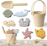 Silicone Beach Toys Set Kids Travel Friendly Beach Silicone Bucket Shovel Sand Molds Beach Bag Silicone Sand Toys for Toddlers