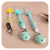 Silicone Leaf Beads Teether Toys Dummy Holder English Name Pacifier Chain Baby Pacifier Clips Chain Customized Accessories