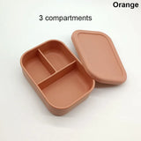 Silicone Lunch Box 3 Compartment Personalized Name Bento Box Leakproof Silicone Lunch Box Kids Divider Portable Picnic Food Box