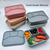 Silicone Lunch Box With Interlayer Adult lunch Box Children's Lnch Box Lunch Food Container With 4 compartments Leakproof Purity