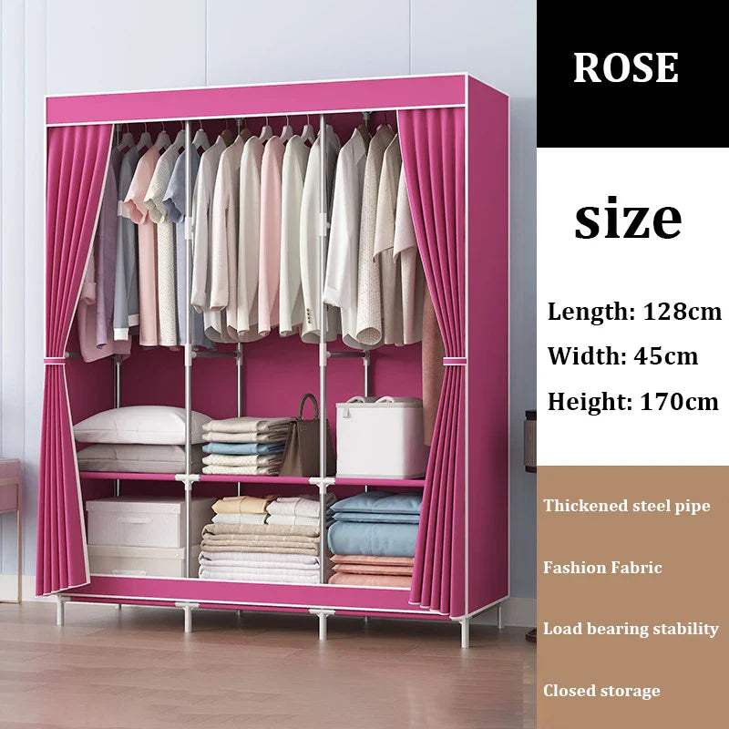 Simple Clothes Storage Wardrobe Moisture&Dust Prevention Home Clothes Hanging Rack Stable Load-bearing Modern Organizer Cabinet