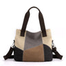 Simple Fashion Women's Bag Canvas Bag Women's Large Capacity Vintage Color Patchwork Bag New High Quality Shoulder Handbag