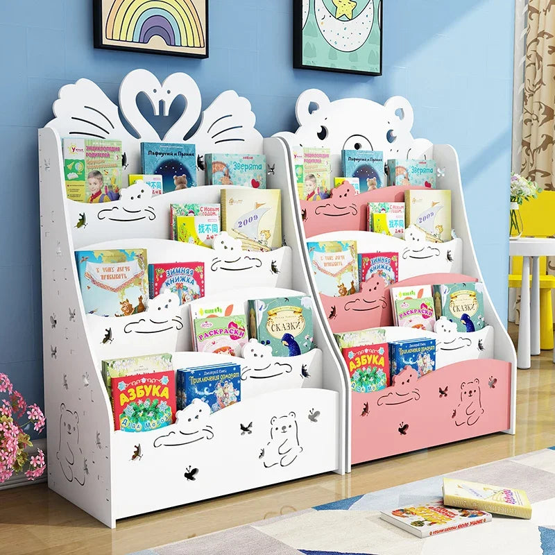 Simple Floorstanding Children’s Bookshelf Environmental Protection Student Bookcase Picture Book Storage Rack for Kindergarten