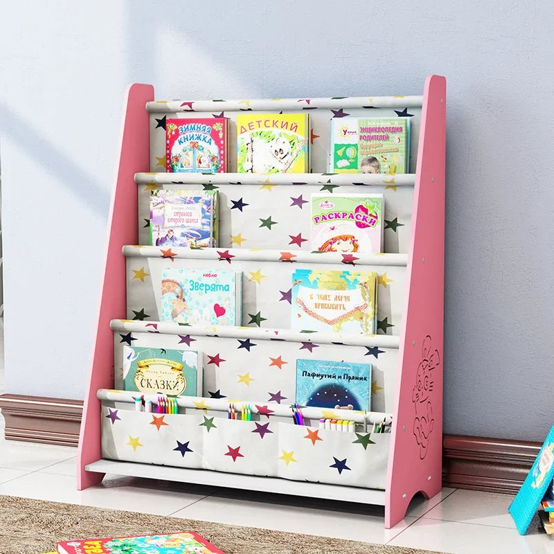 Simple Floorstanding Children’s Bookshelf Environmental Protection Student Bookcase Picture Book Storage Rack for Kindergarten