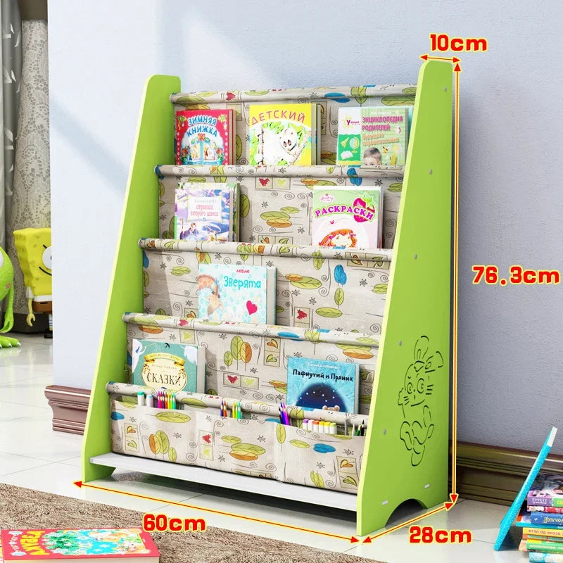 Simple Floorstanding Children’s Bookshelf Environmental Protection Student Bookcase Picture Book Storage Rack for Kindergarten