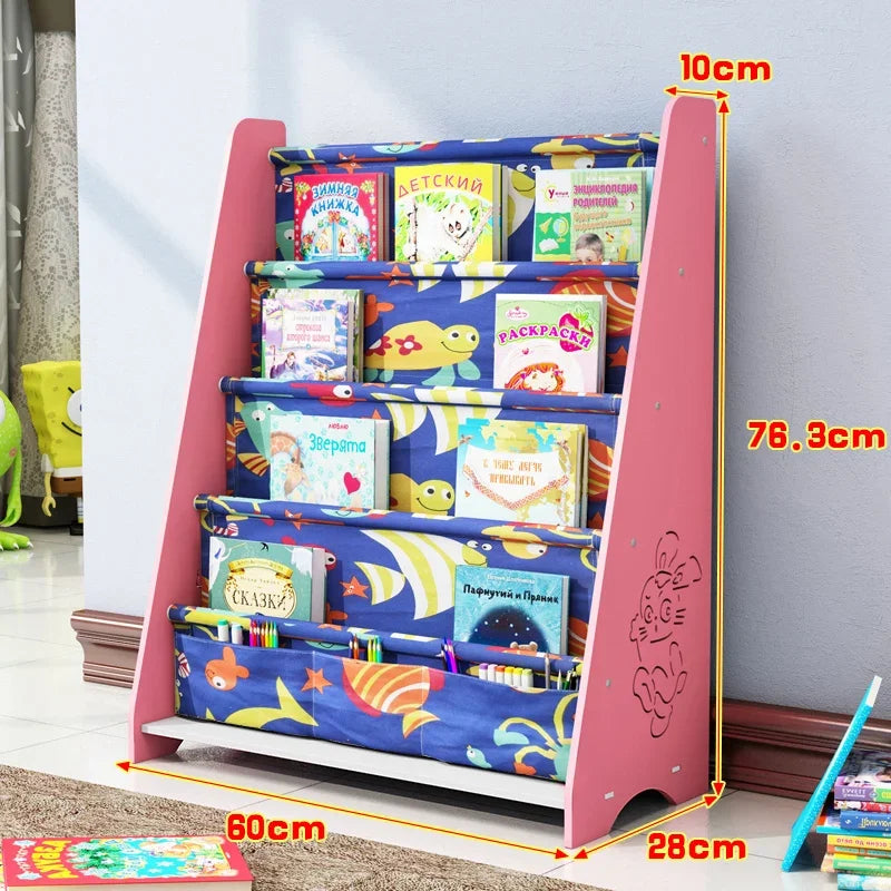 Simple Floorstanding Children’s Bookshelf Environmental Protection Student Bookcase Picture Book Storage Rack for Kindergarten