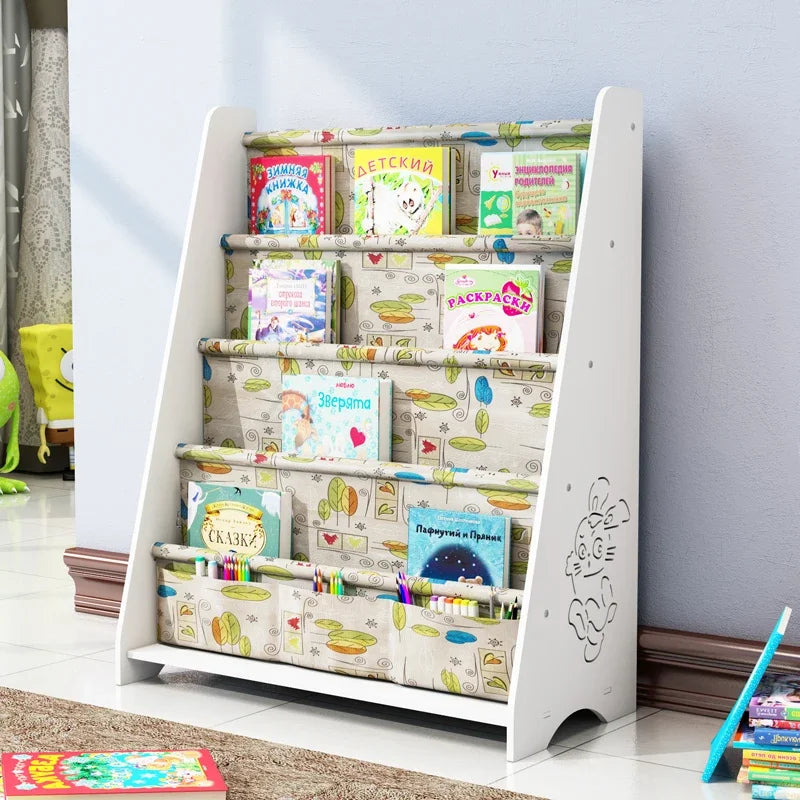 Simple Floorstanding Children’s Bookshelf Environmental Protection Student Bookcase Picture Book Storage Rack for Kindergarten