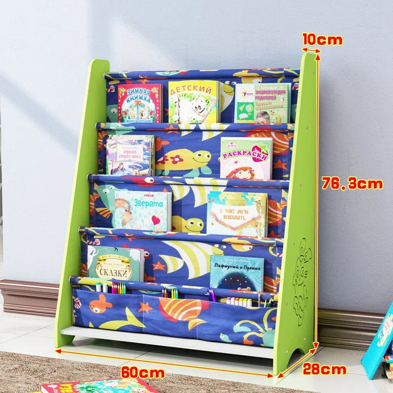 Simple Floorstanding Children’s Bookshelf Environmental Protection Student Bookcase Picture Book Storage Rack for Kindergarten