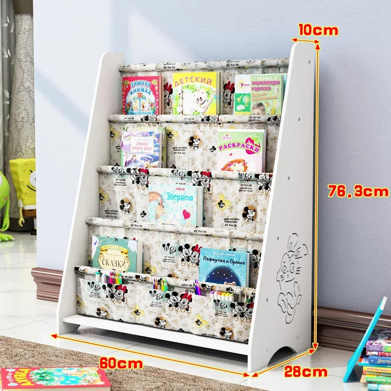 Simple Floorstanding Children’s Bookshelf Environmental Protection Student Bookcase Picture Book Storage Rack for Kindergarten