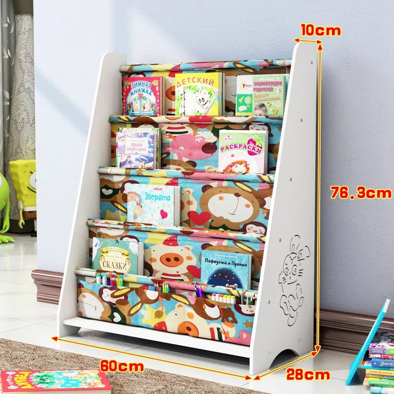 Simple Floorstanding Children’s Bookshelf Environmental Protection Student Bookcase Picture Book Storage Rack for Kindergarten