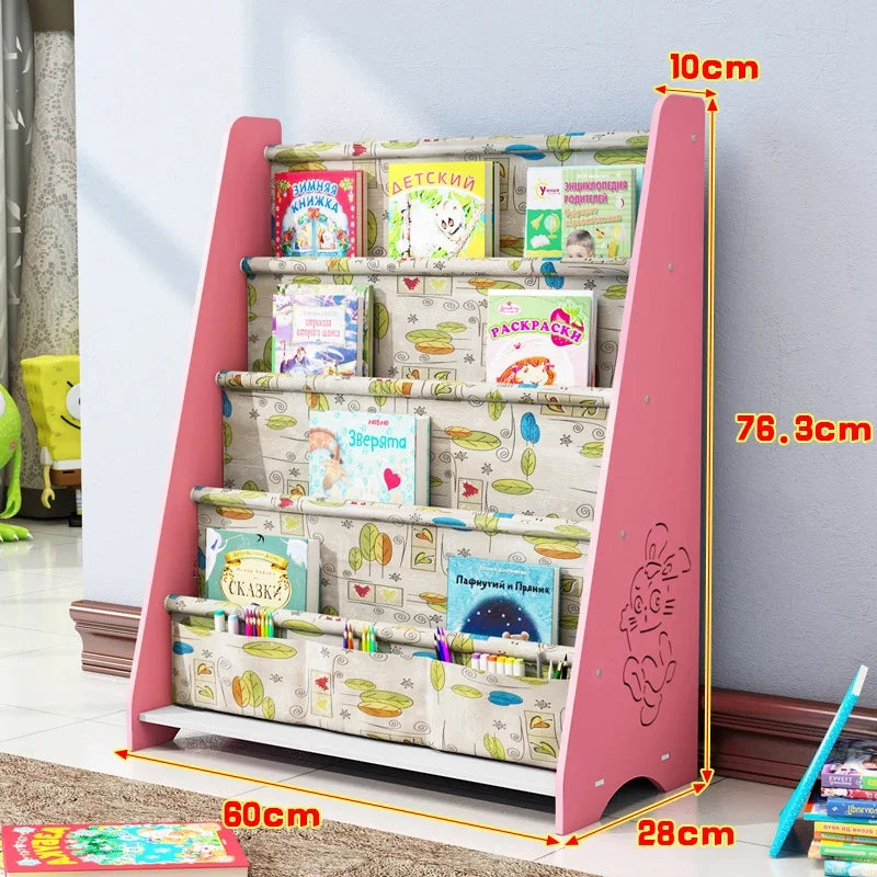 Simple Floorstanding Children’s Bookshelf Environmental Protection Student Bookcase Picture Book Storage Rack for Kindergarten