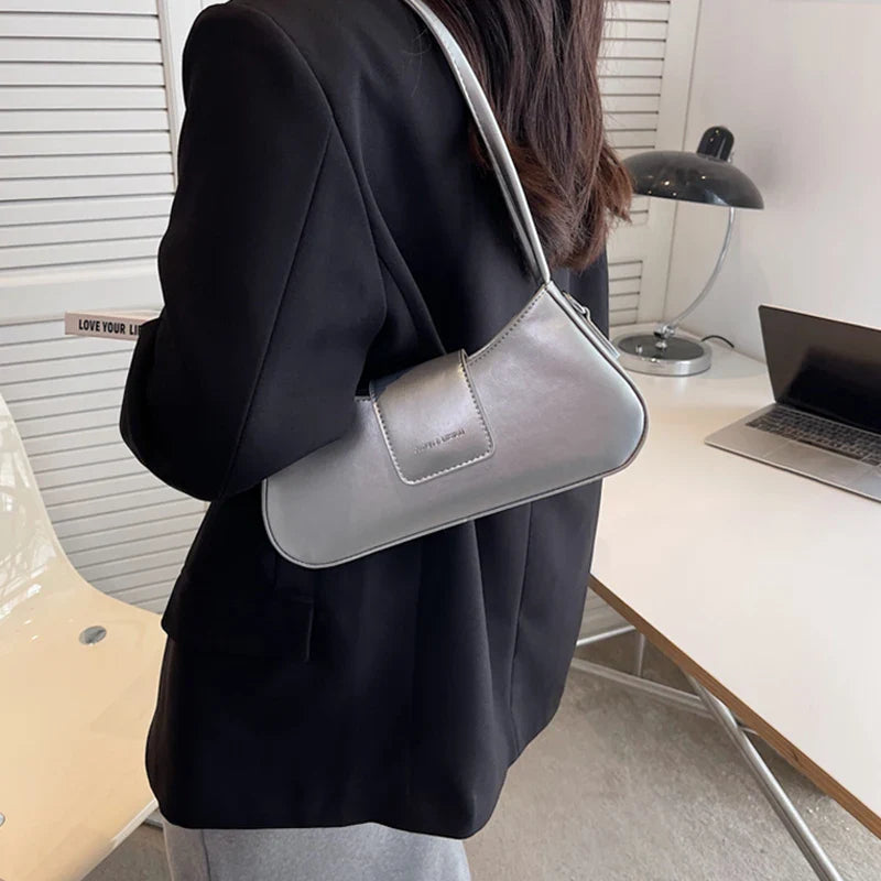 Simple Shoulder Underarm Bags for Women Texture Pu Leather Crossbody Bag 2023 Spring Summer Fashion All-match Handbag