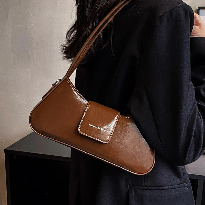 Simple Shoulder Underarm Bags for Women Texture Pu Leather Crossbody Bag 2023 Spring Summer Fashion All-match Handbag