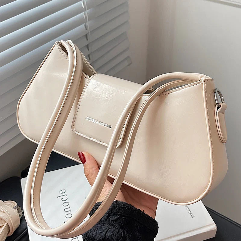 Simple Shoulder Underarm Bags for Women Texture Pu Leather Crossbody Bag 2023 Spring Summer Fashion All-match Handbag