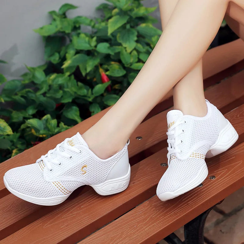 Single Net Sports Feature Soft Outsole Breath Dance Shoes Sneakers for Woman Practice Shoes Modern Dance Jazz Shoes Size 29-44