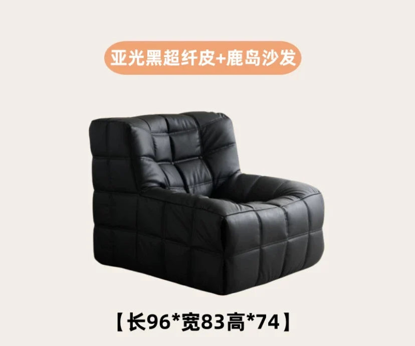 Single Sofa Waffle Couch Couch Light Luxury Simple Small Balcony Corduroy Suede Lazy Couch Lounge Chair