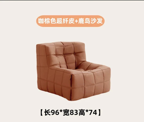 Single Sofa Waffle Couch Couch Light Luxury Simple Small Balcony Corduroy Suede Lazy Couch Lounge Chair