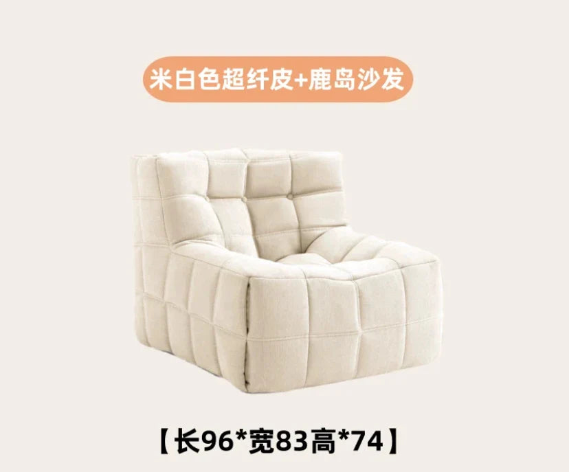 Single Sofa Waffle Couch Couch Light Luxury Simple Small Balcony Corduroy Suede Lazy Couch Lounge Chair