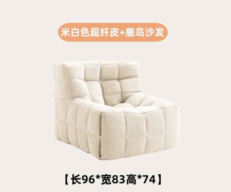 Single Sofa Waffle Couch Couch Light Luxury Simple Small Balcony Corduroy Suede Lazy Couch Lounge Chair