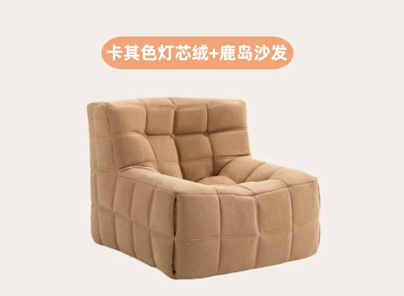 Single Sofa Waffle Couch Couch Light Luxury Simple Small Balcony Corduroy Suede Lazy Couch Lounge Chair