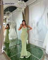 Sleeveless Green Mermaid Cocktail Dresses 2023 Sexy Prom Dresses With Crystals Wedding Party Dresses Vestidos De Cóctel Custom