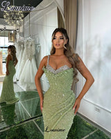 Sleeveless Green Mermaid Cocktail Dresses 2023 Sexy Prom Dresses With Crystals Wedding Party Dresses Vestidos De Cóctel Custom