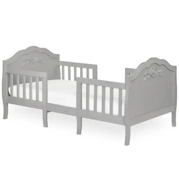 Slumber Baby Rose 3 In 1 Toddler Bed Platinum 53.3” L X 25” W X 25.4” H  Kids Bed Frame Children Bed Furniture