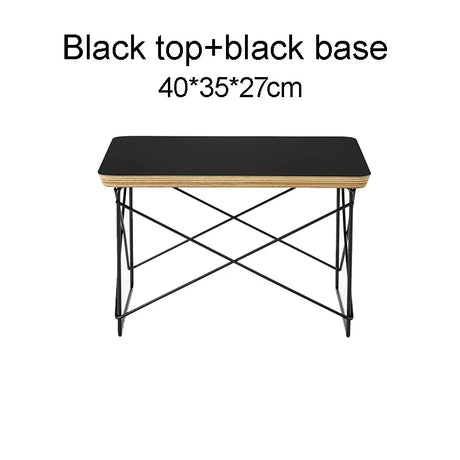 Small Sidetable LTR Low Table Plywood Rectangle Top Stainless Steel Frame Small Home Decoration Wire Base Table