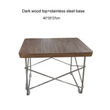 Small Sidetable LTR Low Table Plywood Rectangle Top Stainless Steel Frame Small Home Decoration Wire Base Table