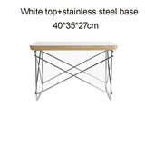 Small Sidetable LTR Low Table Plywood Rectangle Top Stainless Steel Frame Small Home Decoration Wire Base Table