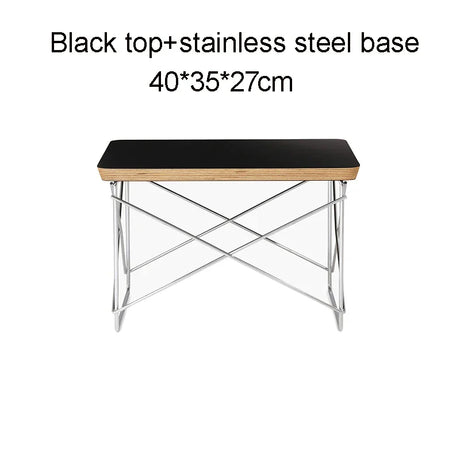 Small Sidetable LTR Low Table Plywood Rectangle Top Stainless Steel Frame Small Home Decoration Wire Base Table