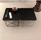 Small Sidetable LTR Low Table Plywood Rectangle Top Stainless Steel Frame Small Home Decoration Wire Base Table