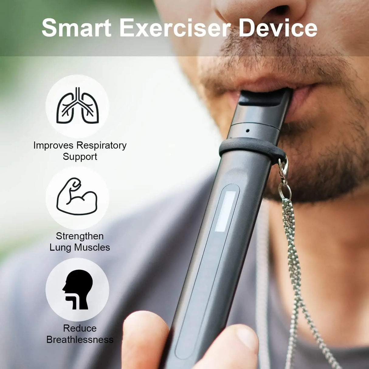 Smart Breathing Trainer, Breathing Exercise Device with Breath Monitor App to Strengthen Breathing Muscles