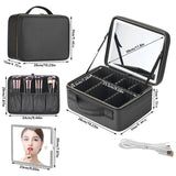 Smart LED Cosmetic Case With Mirror Travel Makeup Bag Large Capacity Female Beautician Skincare Product Makeup Case For Women