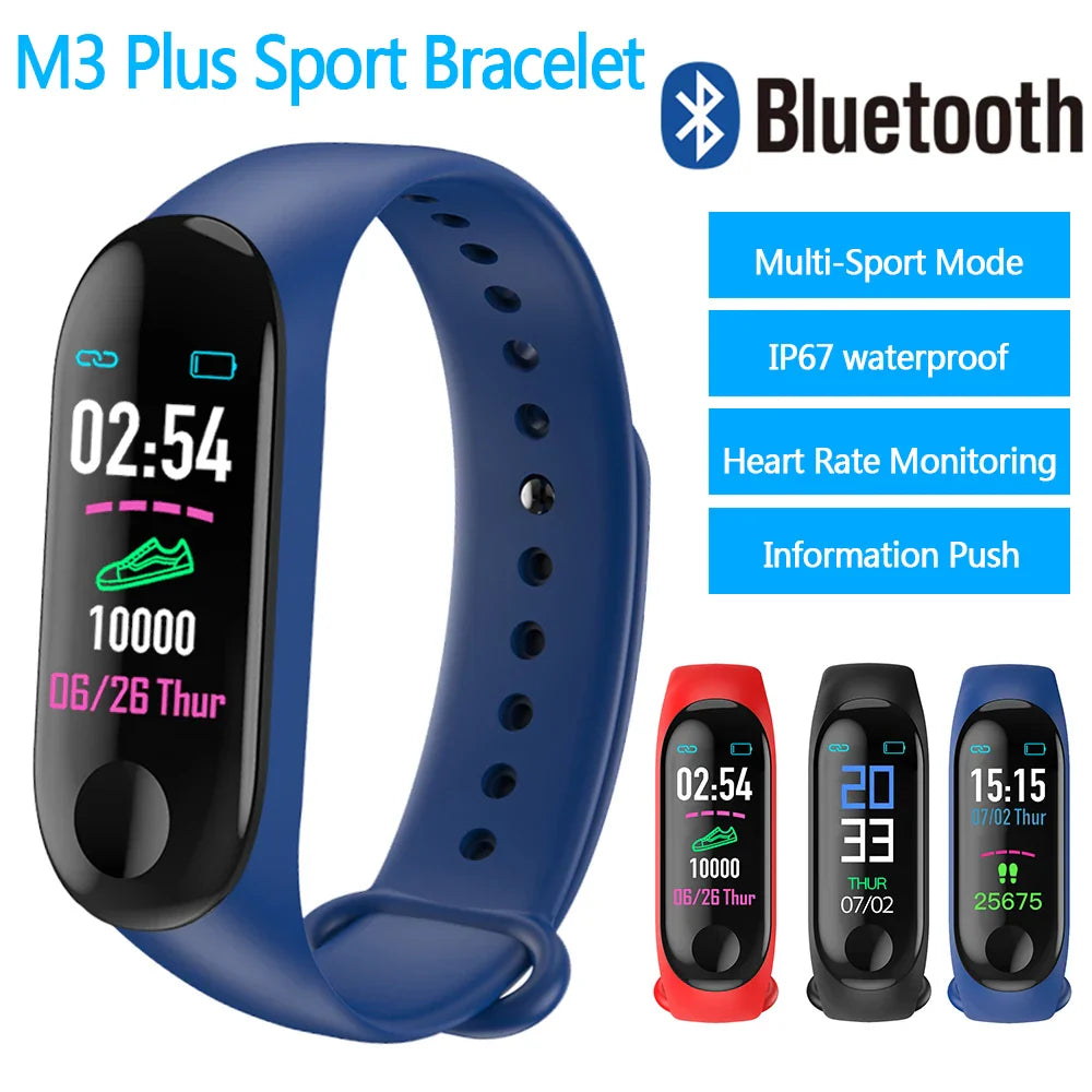 Smart Running Pedometer M3 Plus Blood Pressure Monitor Heart Rate Fitness Tracker Smart Bracelet Step Counter Waterproof Pedomet