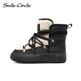 Smile Circle Snow Boots Women Winter Warm Plush Ankle Boots Trendy Platform Casual Shoes