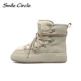 Smile Circle Snow Boots Women Winter Warm Plush Ankle Boots Trendy Platform Casual Shoes