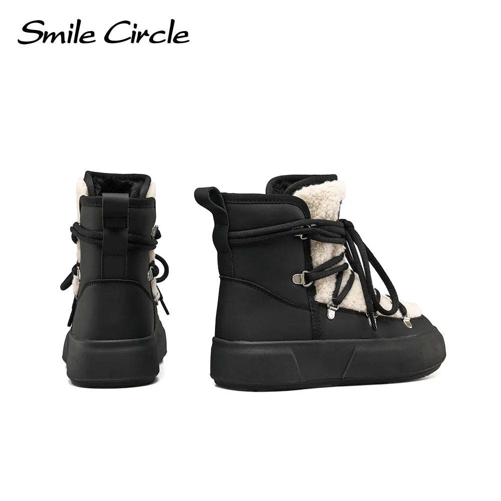 Smile Circle Snow Boots Women Winter Warm Plush Ankle Boots Trendy Platform Casual Shoes