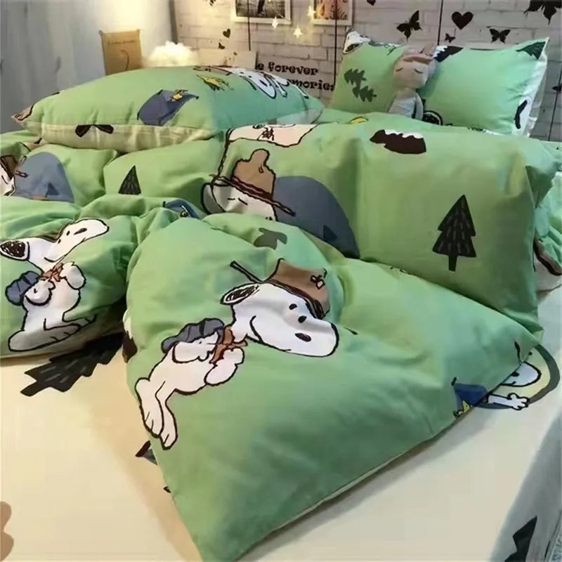 Snoopy Spring and autumn bedding set duvet cover sheet student dorm bed sheet boy bedsheet